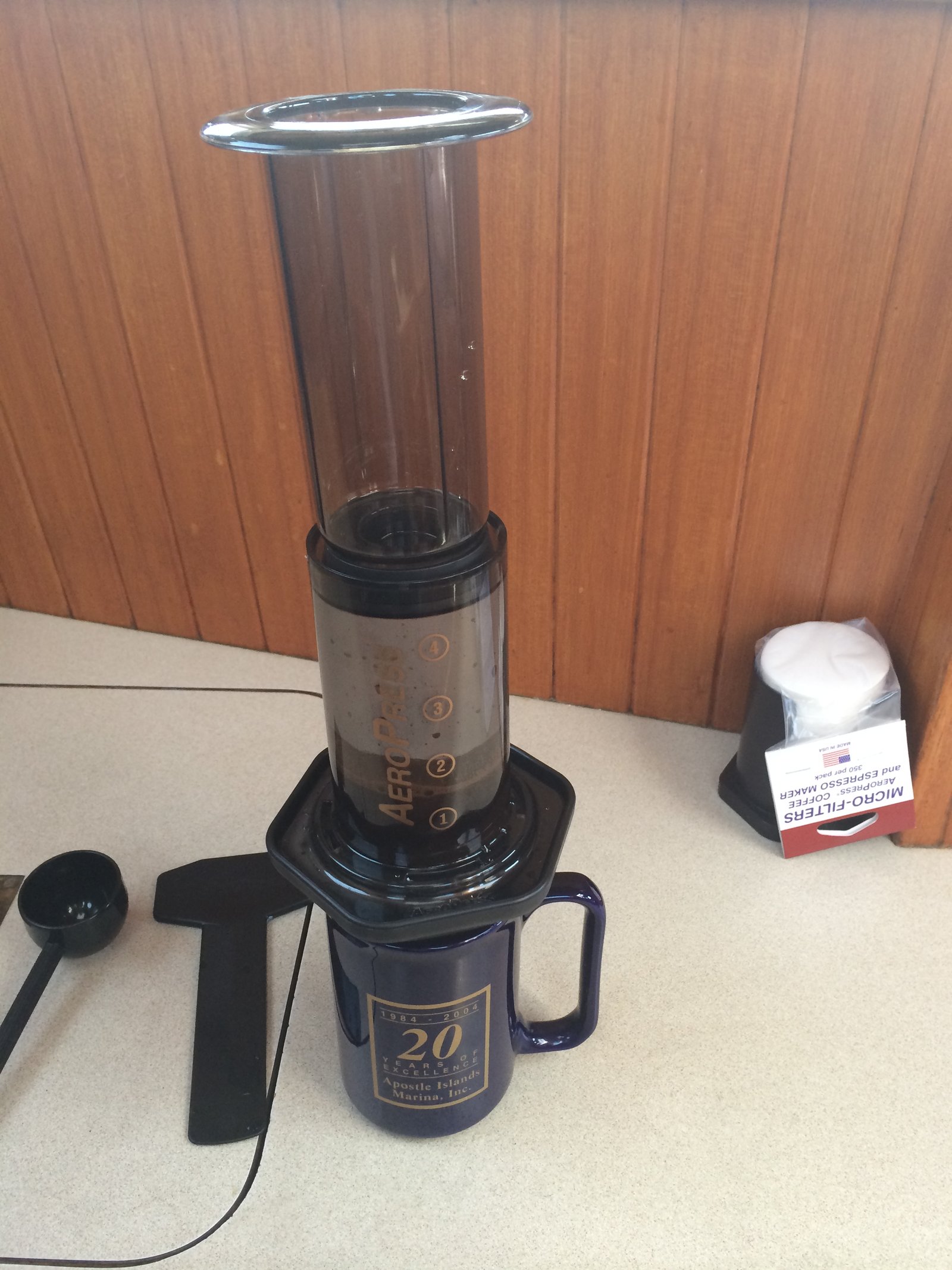 AeroPress brewing on the boat
