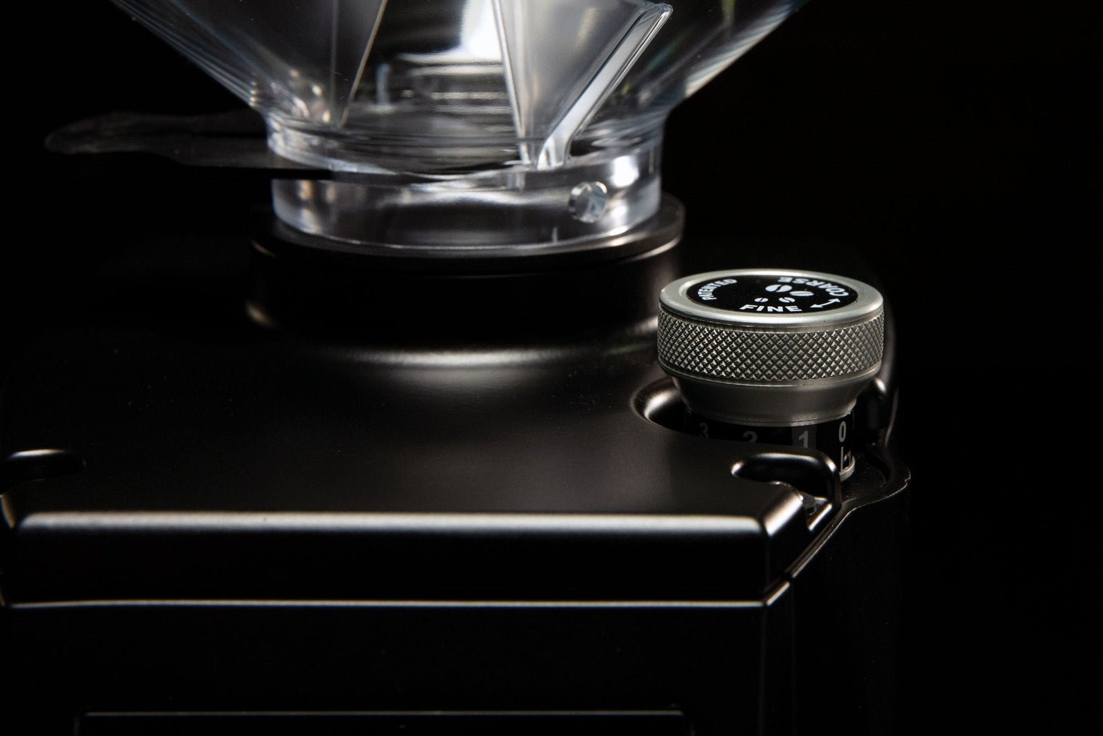 Close-up of a grinder dial
